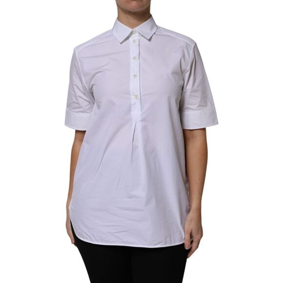 Dolce & Gabbana White Cotton Short Sleeves Collared Polo Women's Top